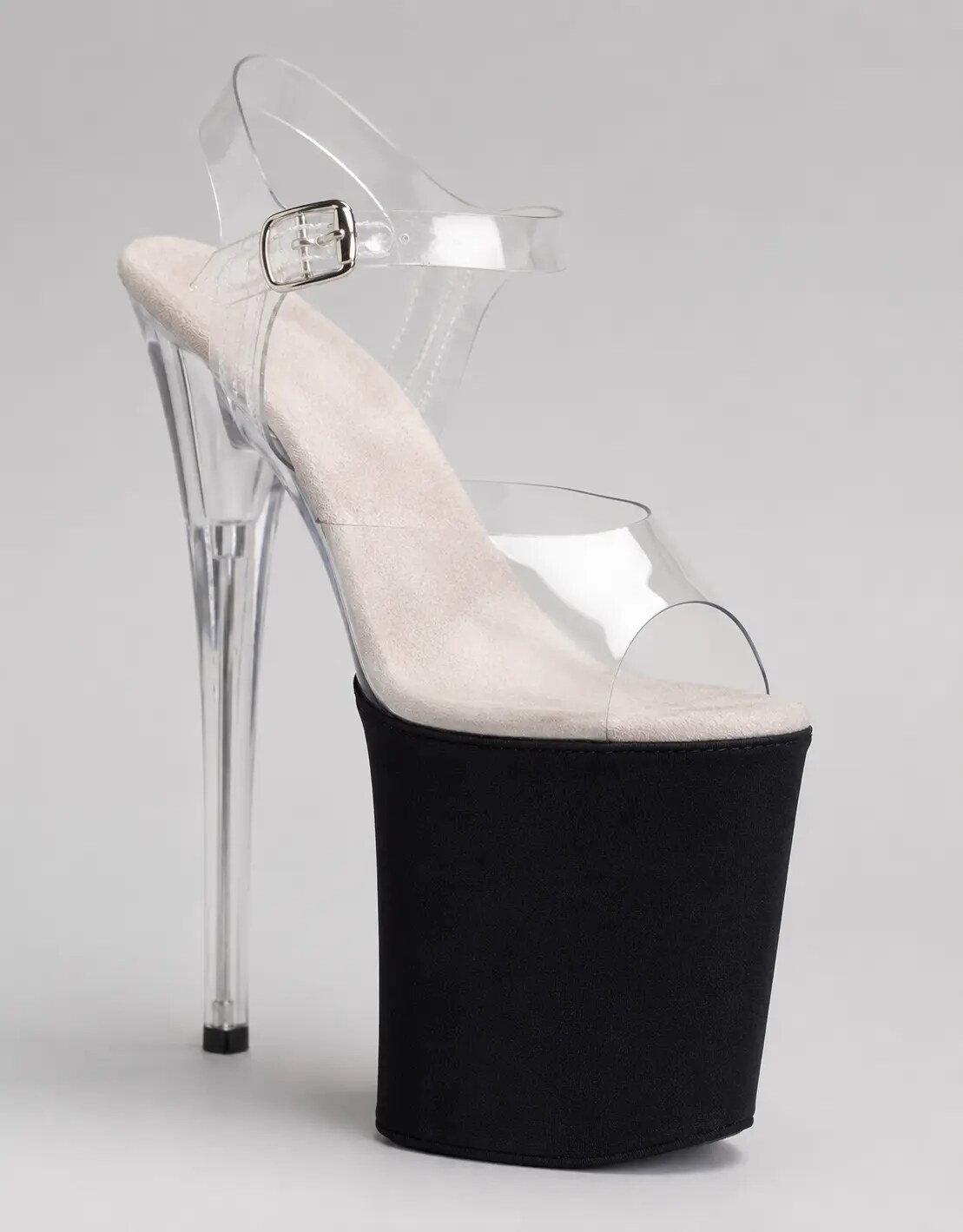 A lycra tube protector fitted over a pole dancing shoe platform
