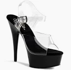 Pleaser Delight-608 clear and black platform sandal